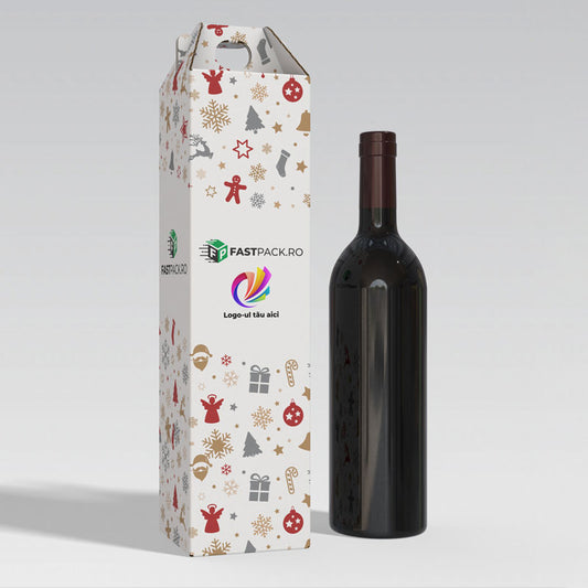 Cutie cu maner pentru 1 sticla -Craciun-